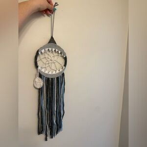 Handmade Gray & Blue Shark Teeth Dreamcatcher Wall Hanging